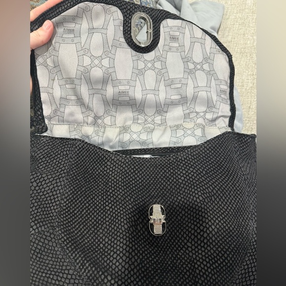 Aimee Kestenberg Rocco Lizard Embossed Shoulder Purse in Black - Picture 6 of 10